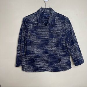 JONES NEW YORK SIGNATURE BLUE 3/4 SLEEVE BLAZER JACKET